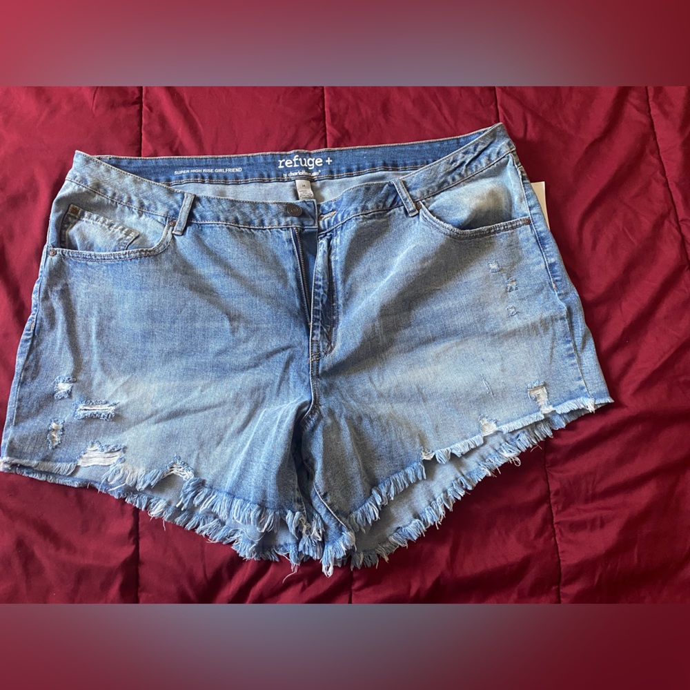 Plus Size denim cut off shorts